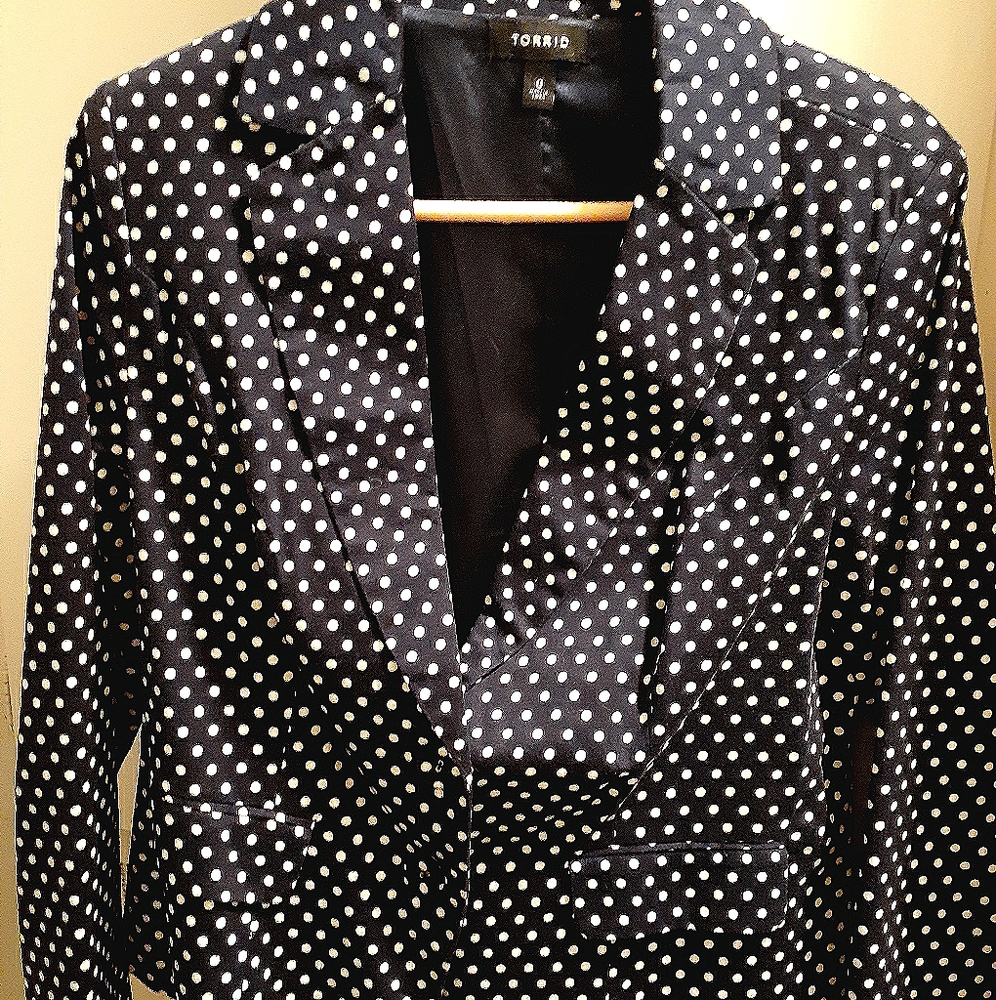Torrid navy polka dot blazer